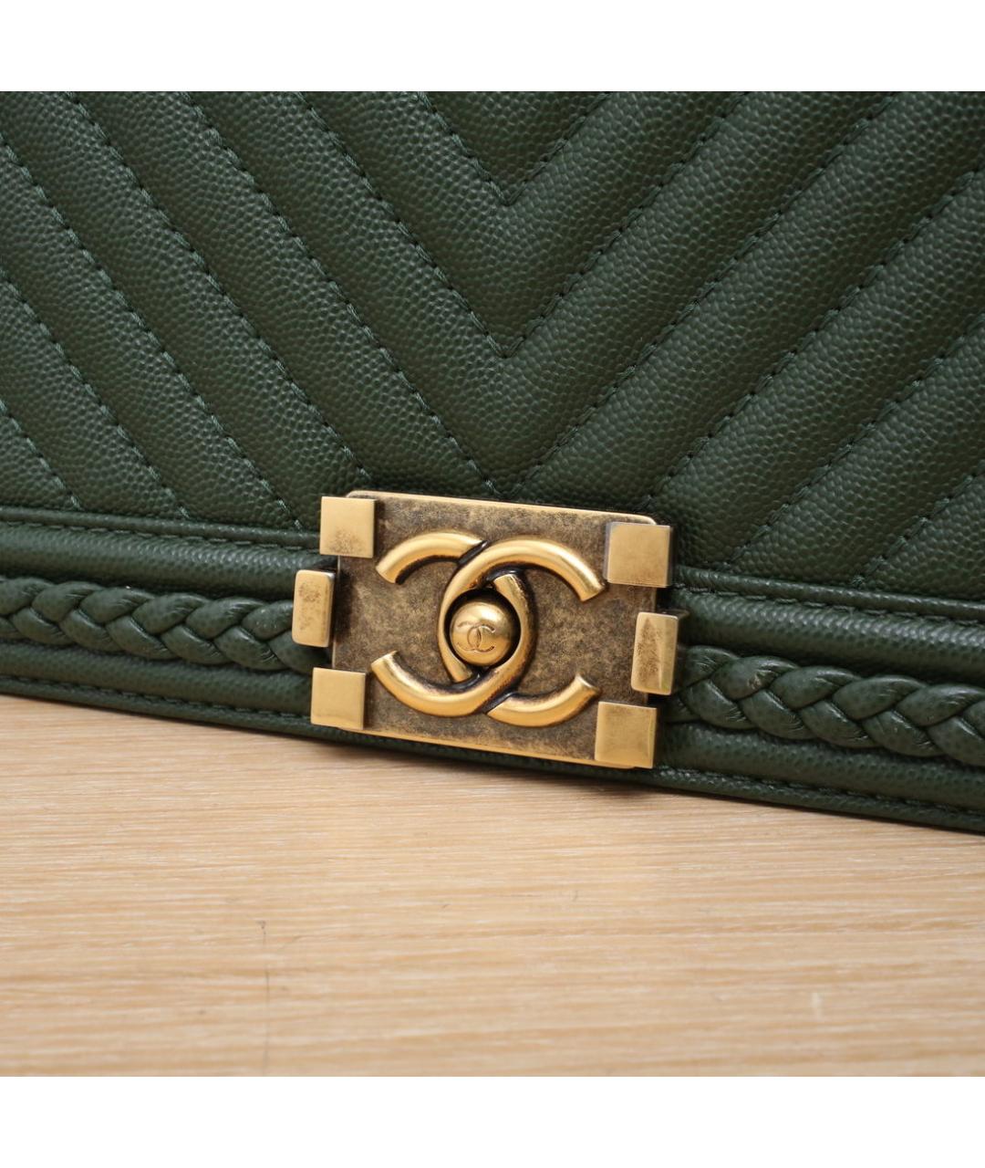 CHANEL Зеленая кожаная сумка через плечо, фото 8