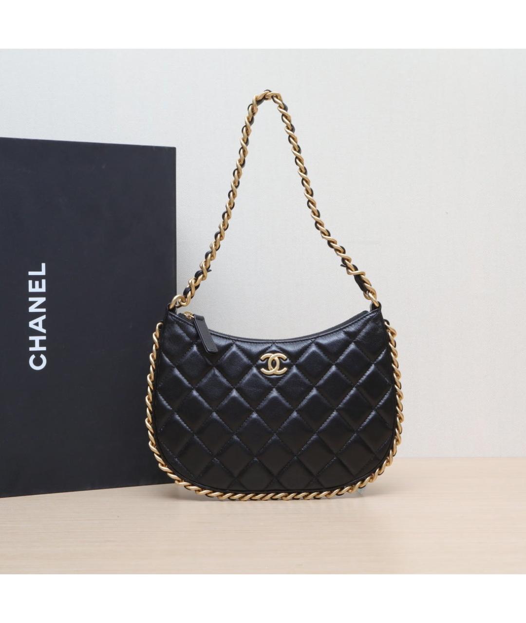 CHANEL Черная кожаная сумка через плечо, фото 2