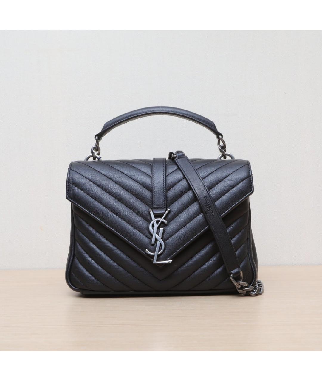 SAINT LAURENT Черная кожаная сумка через плечо, фото 3