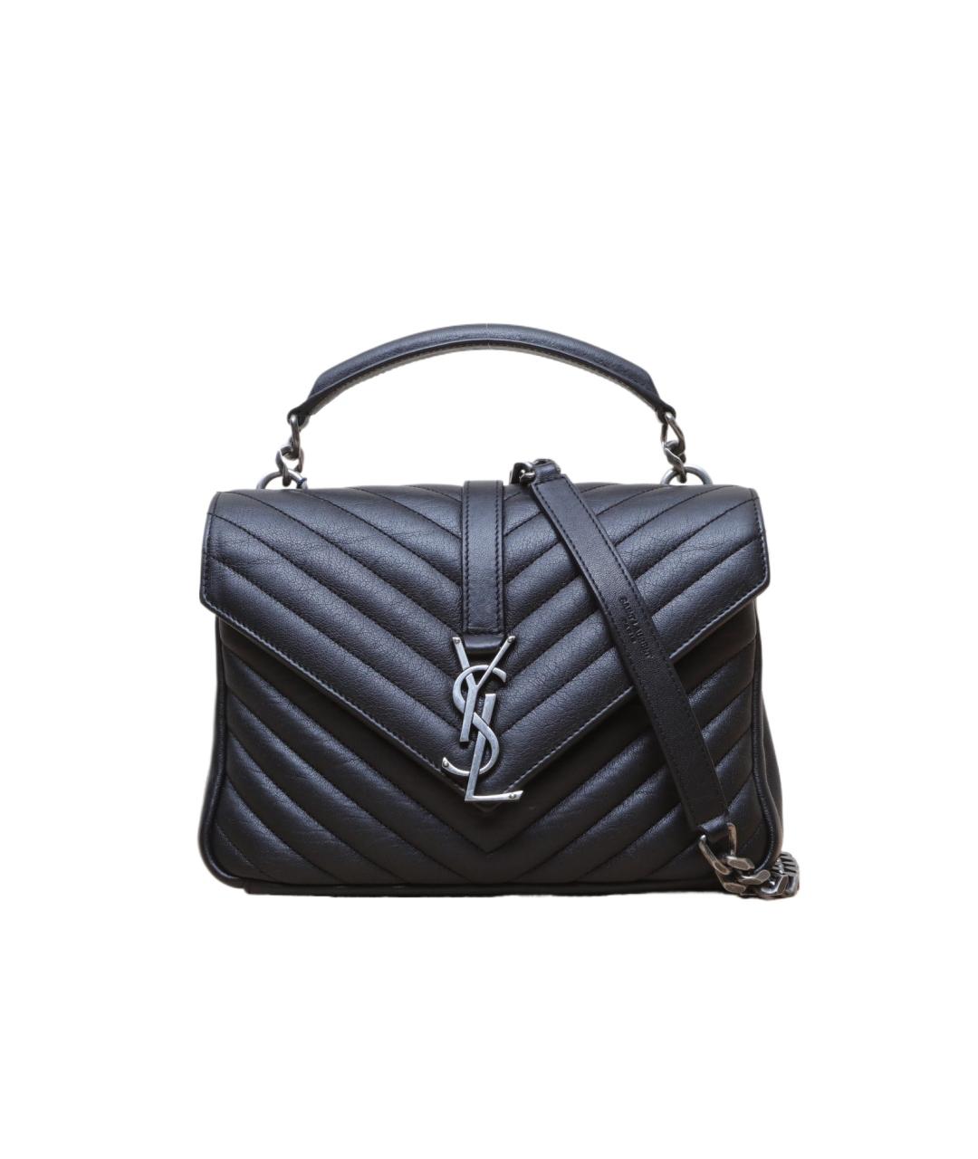 SAINT LAURENT Черная кожаная сумка через плечо, фото 1