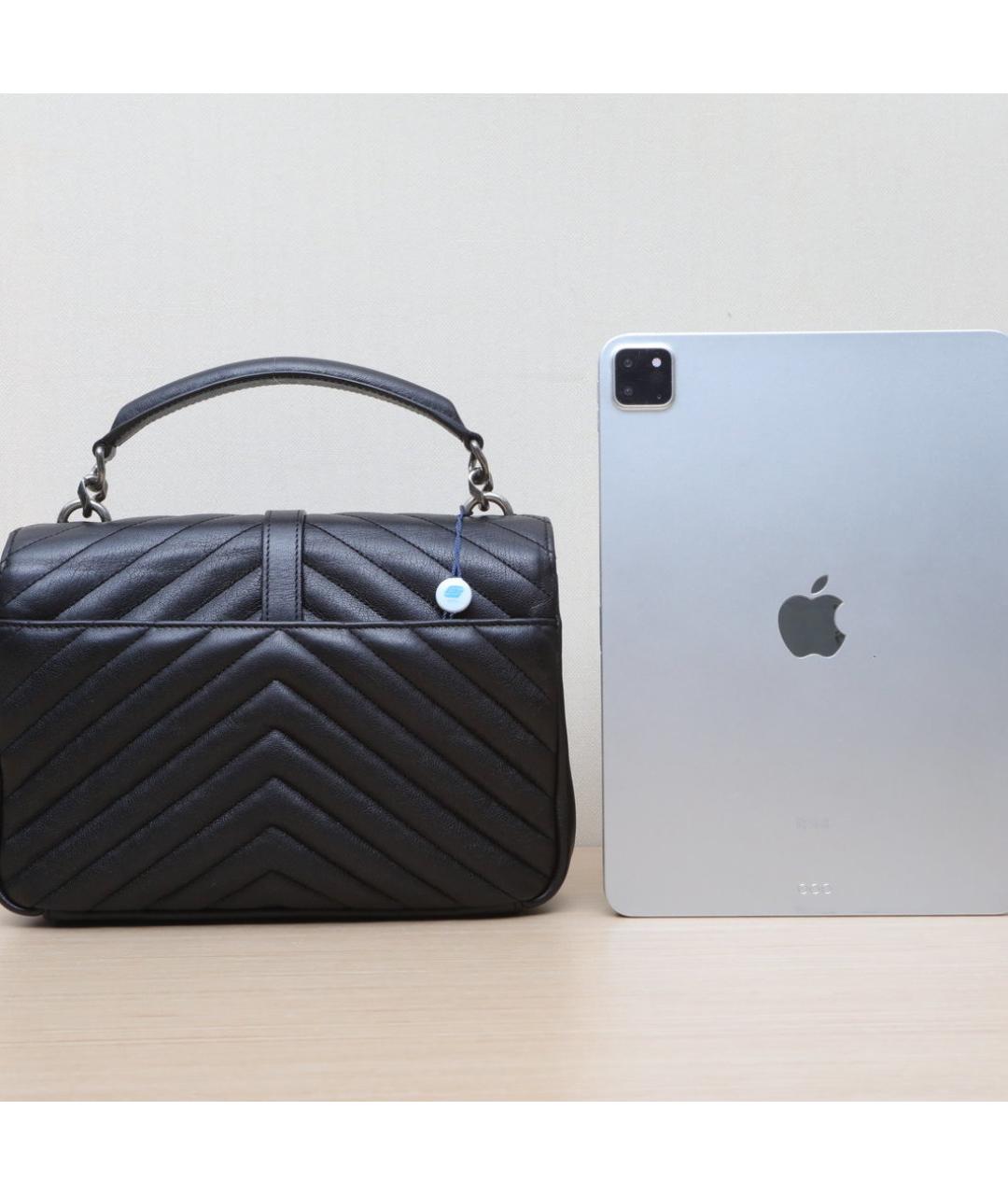 SAINT LAURENT Черная кожаная сумка через плечо, фото 7