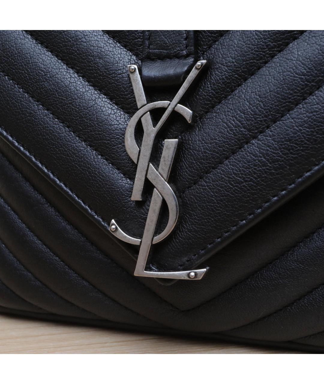 SAINT LAURENT Черная кожаная сумка через плечо, фото 8