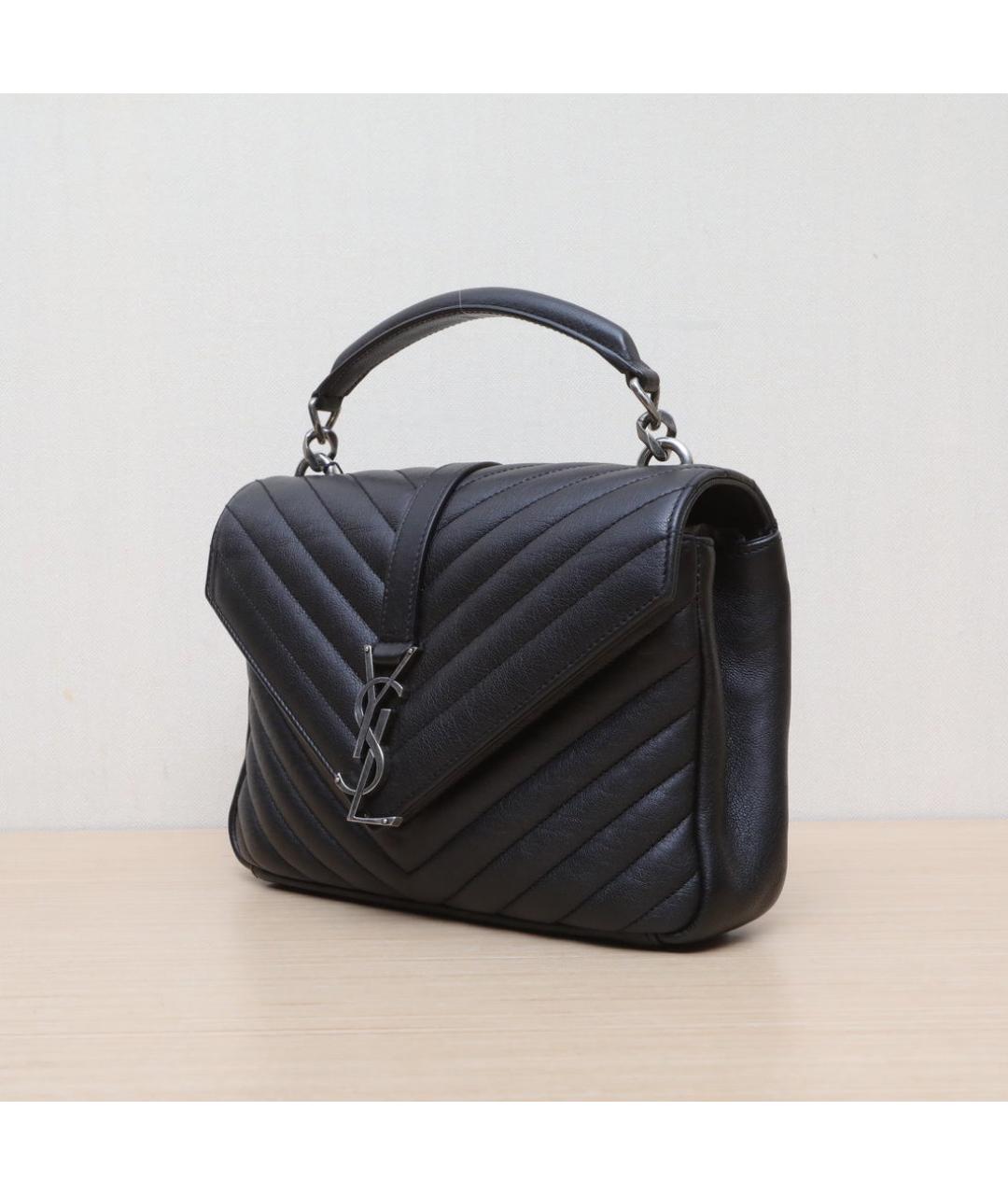 SAINT LAURENT Черная кожаная сумка через плечо, фото 4