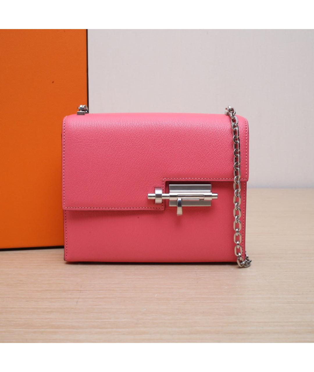 HERMES Розовая кожаная сумка через плечо, фото 2