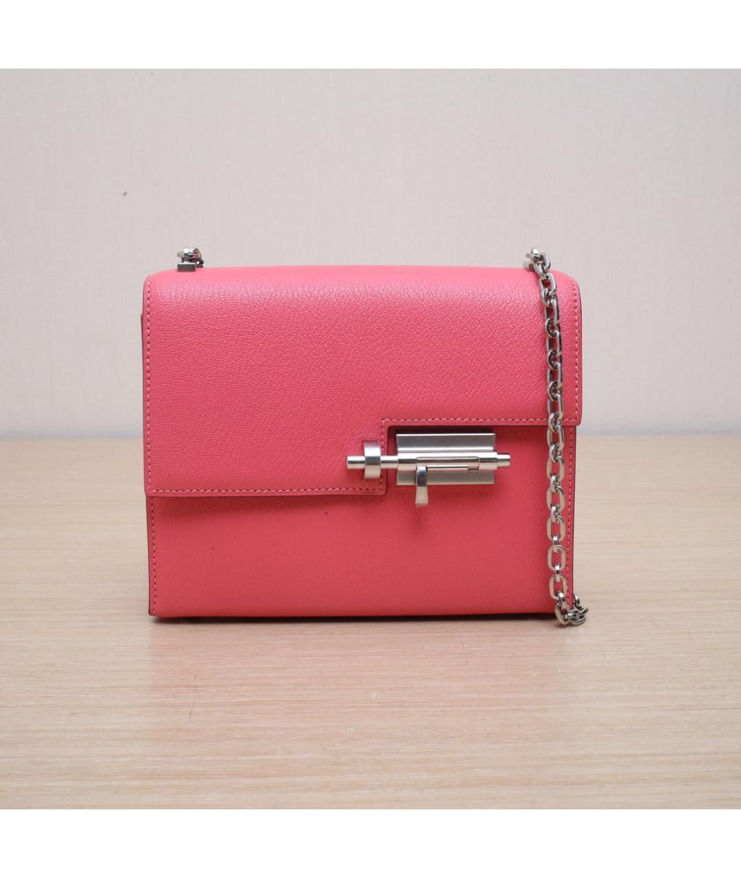 HERMES Розовая кожаная сумка через плечо, фото 3
