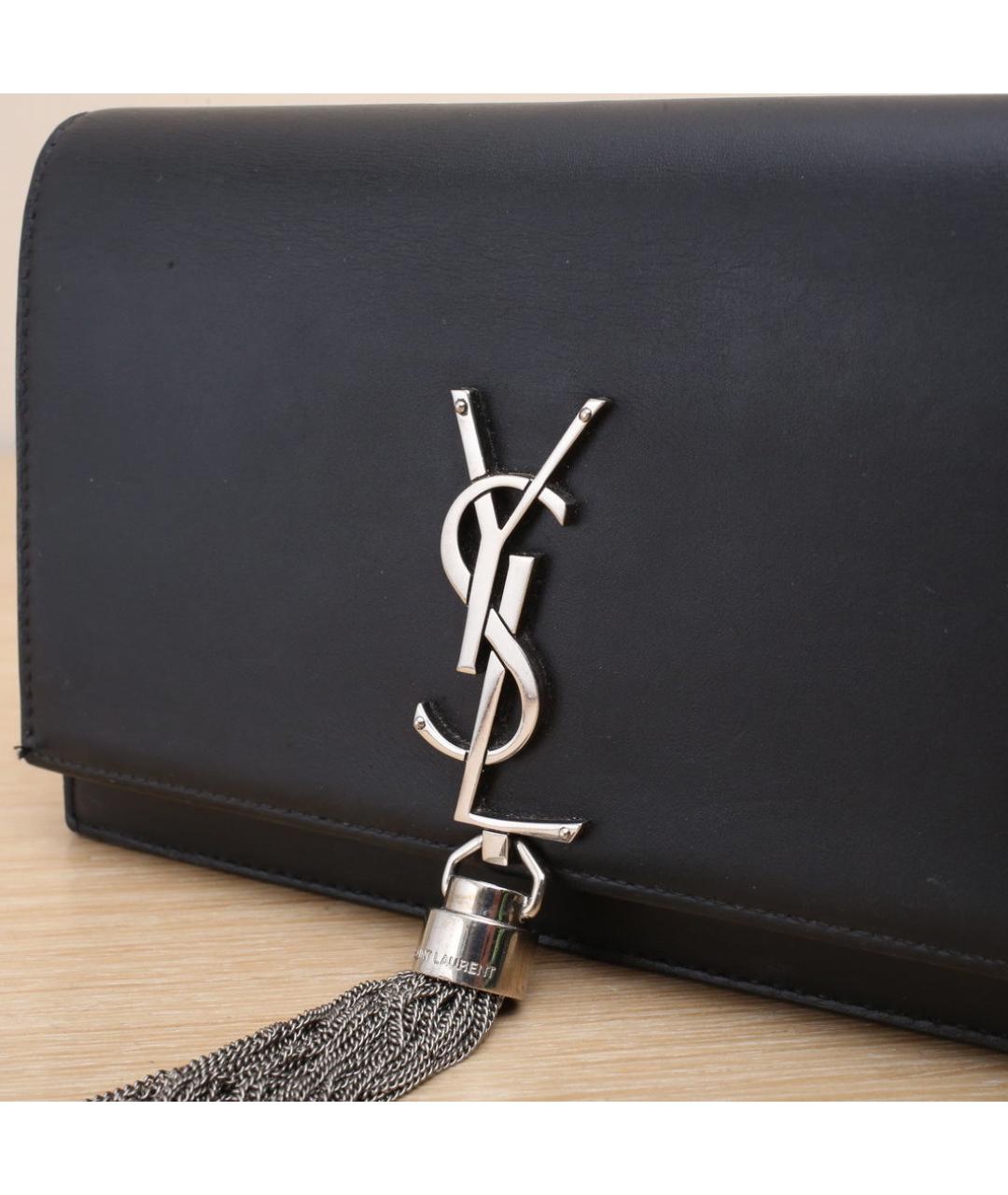 SAINT LAURENT Черная кожаная сумка через плечо, фото 8