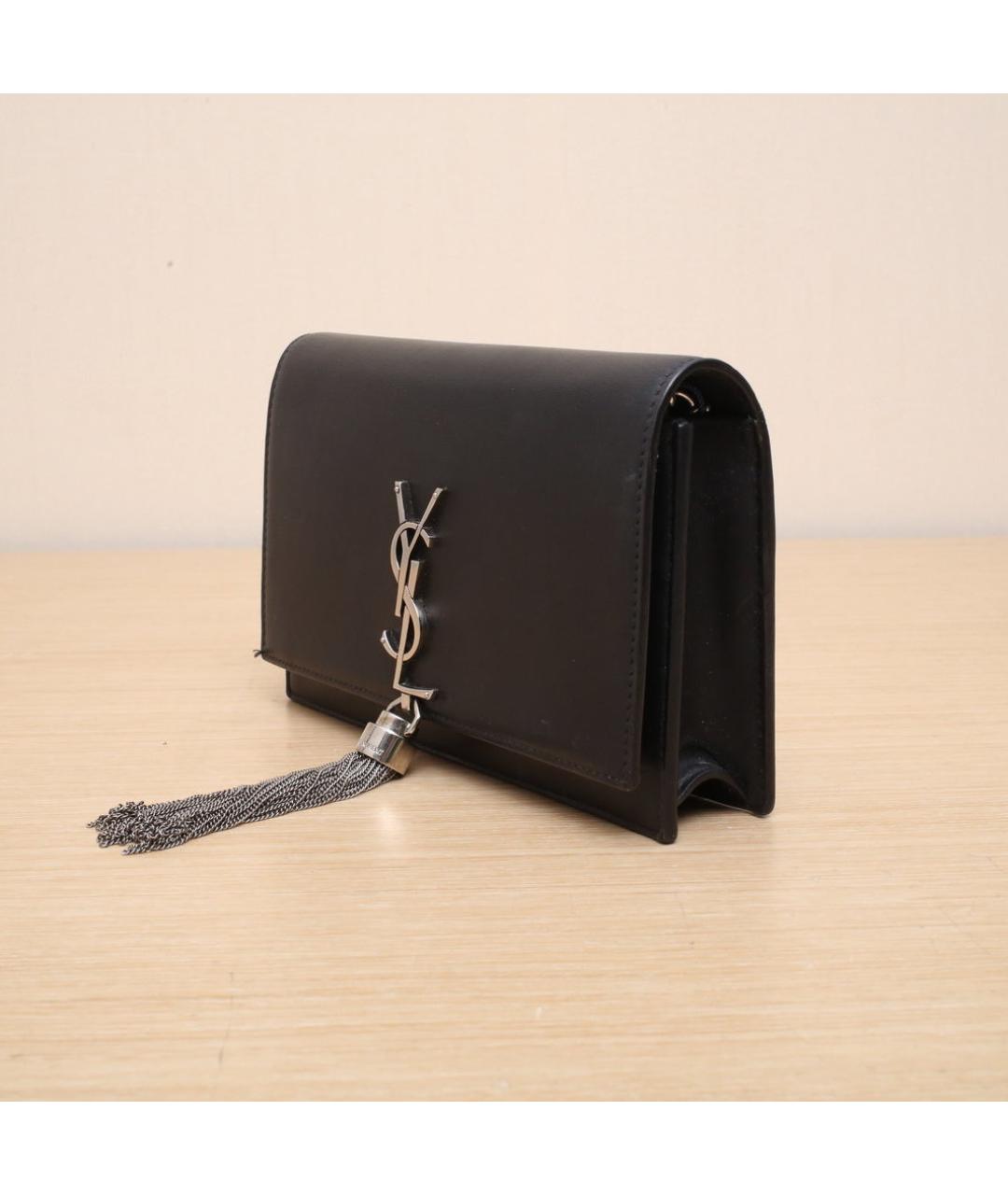 SAINT LAURENT Черная кожаная сумка через плечо, фото 4
