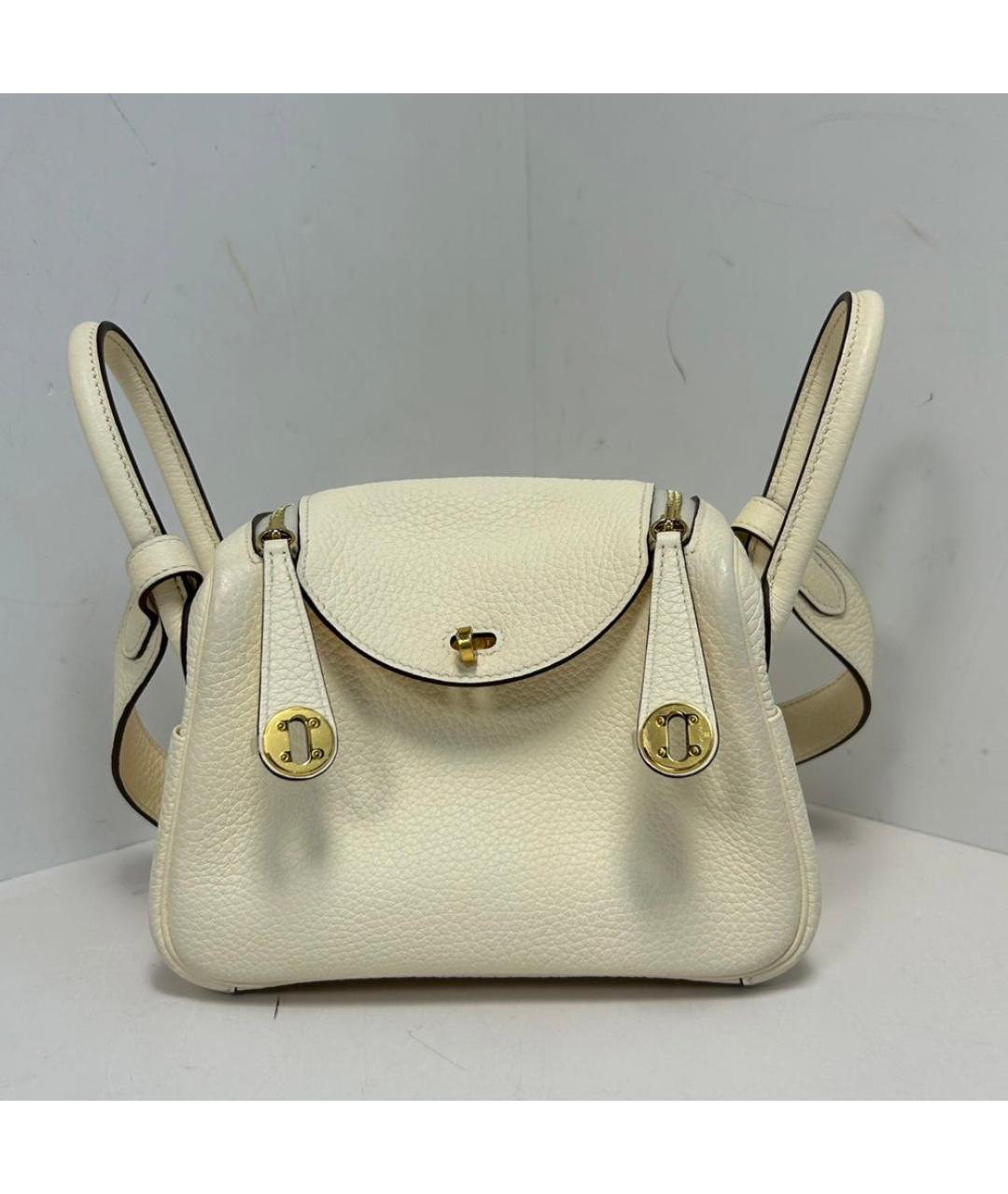 HERMES Бежевая кожаная сумка через плечо, фото 10