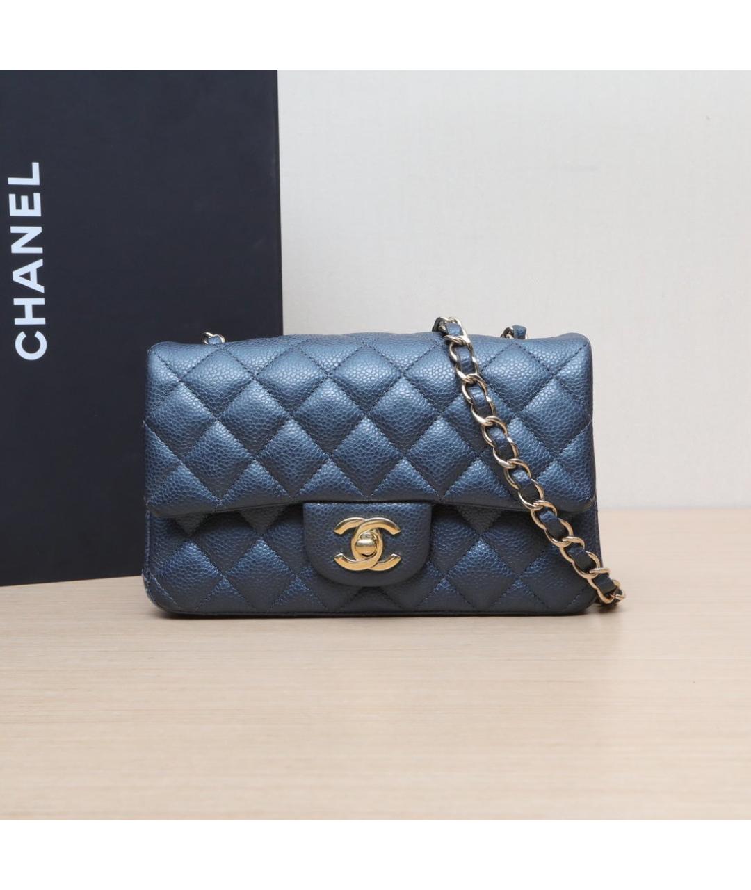 CHANEL Синяя кожаная сумка через плечо, фото 2