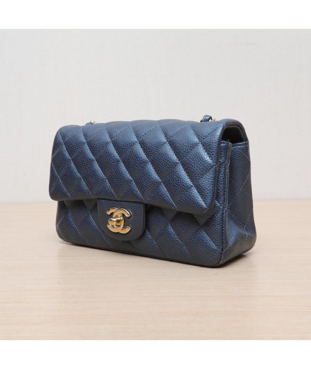 CHANEL Синяя кожаная сумка через плечо, фото 4