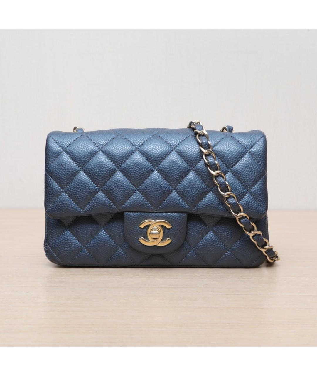 CHANEL Синяя кожаная сумка через плечо, фото 3