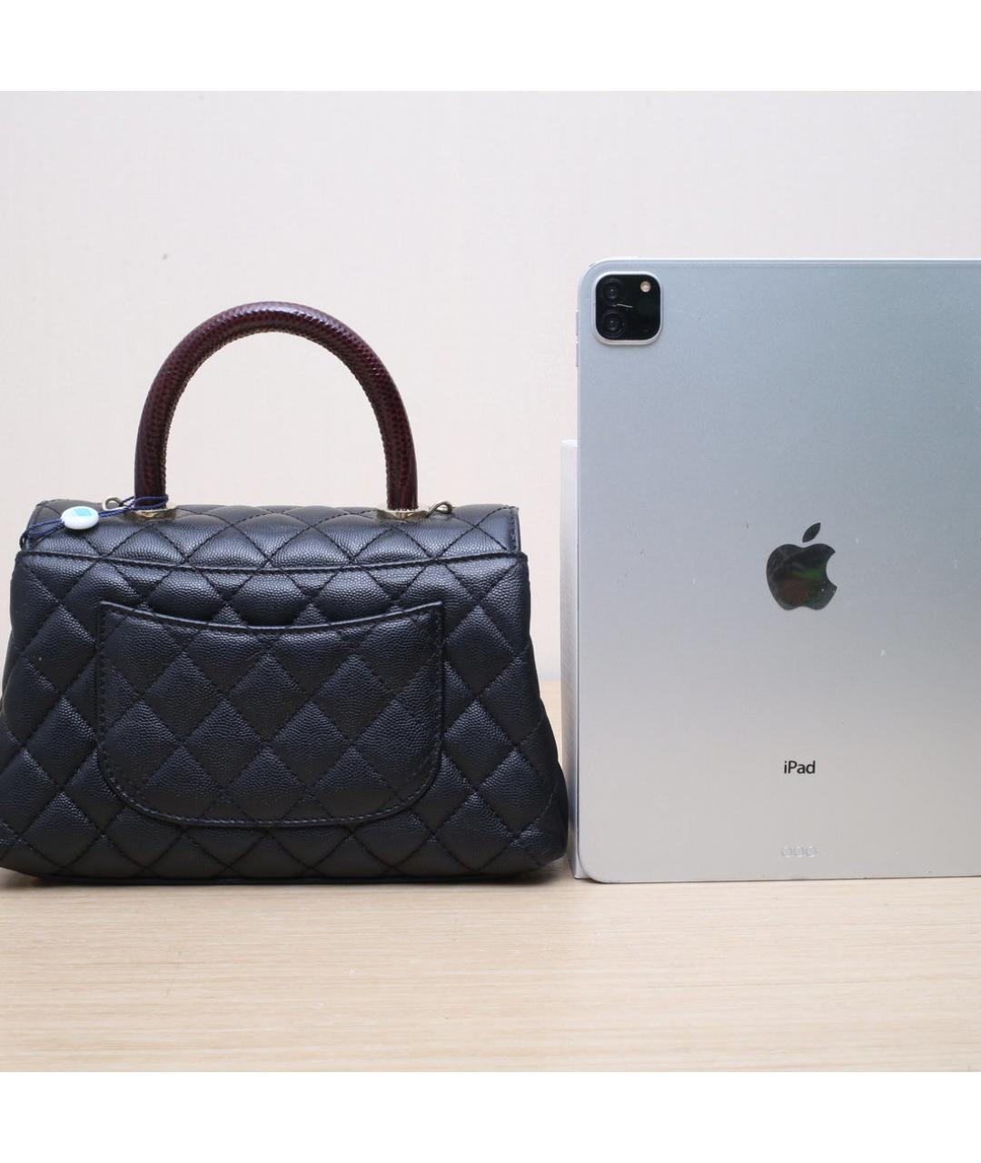 CHANEL Черная кожаная сумка через плечо, фото 7