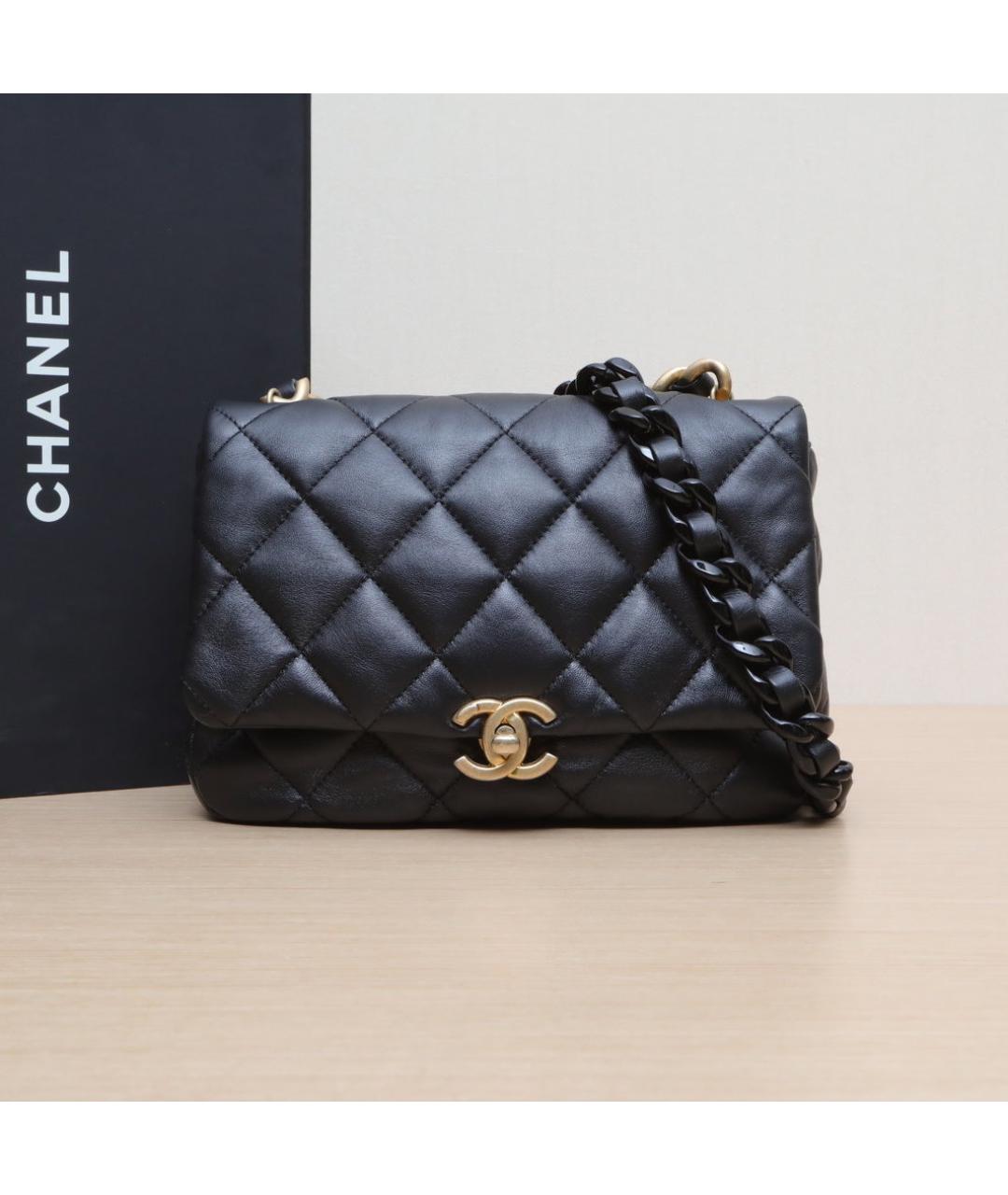 CHANEL Черная кожаная сумка через плечо, фото 2