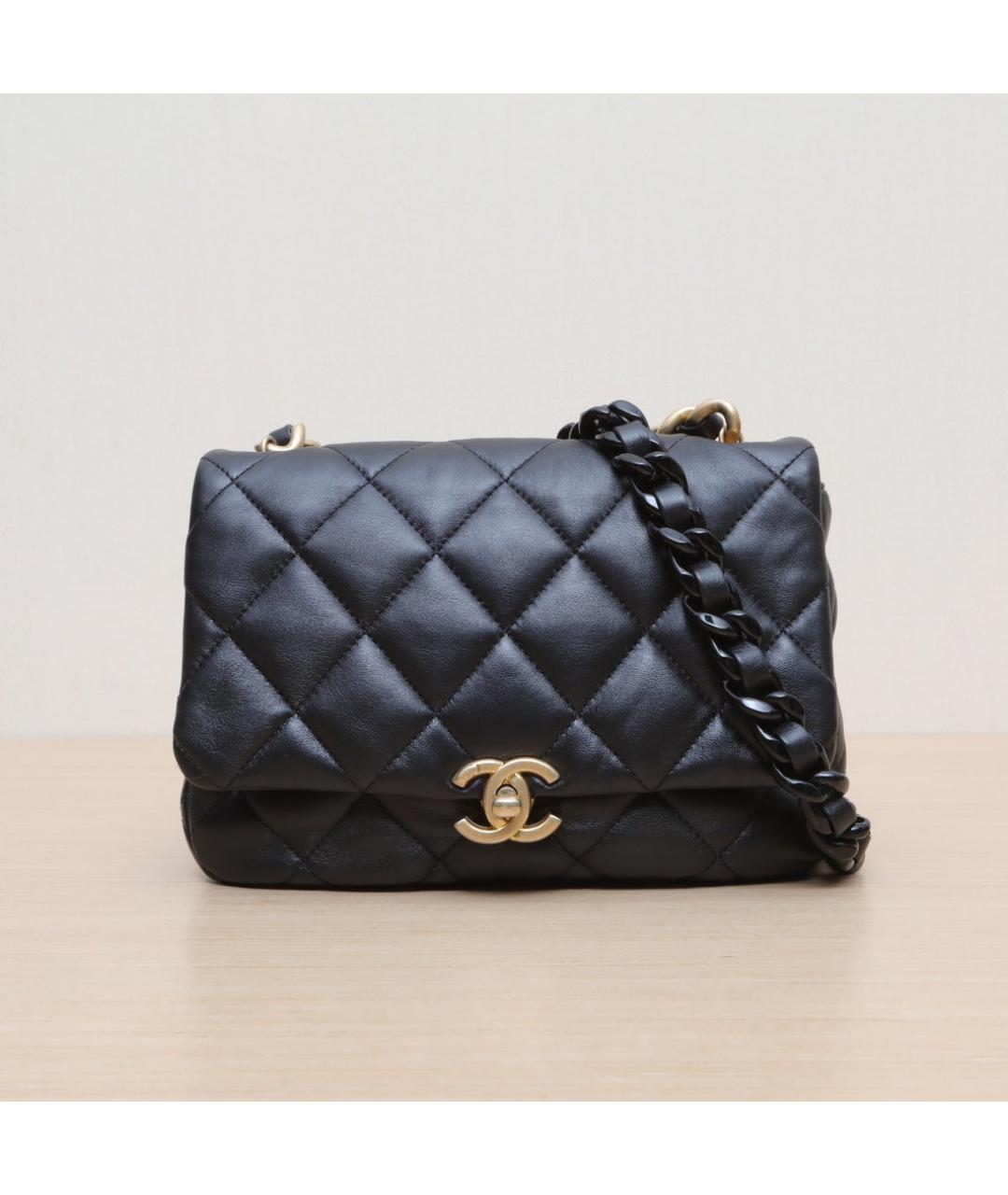CHANEL Черная кожаная сумка через плечо, фото 3