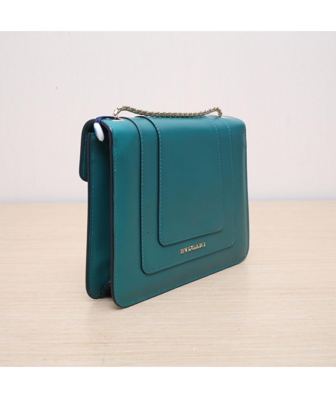BVLGARI Бирюзовая кожаная сумка через плечо, фото 6
