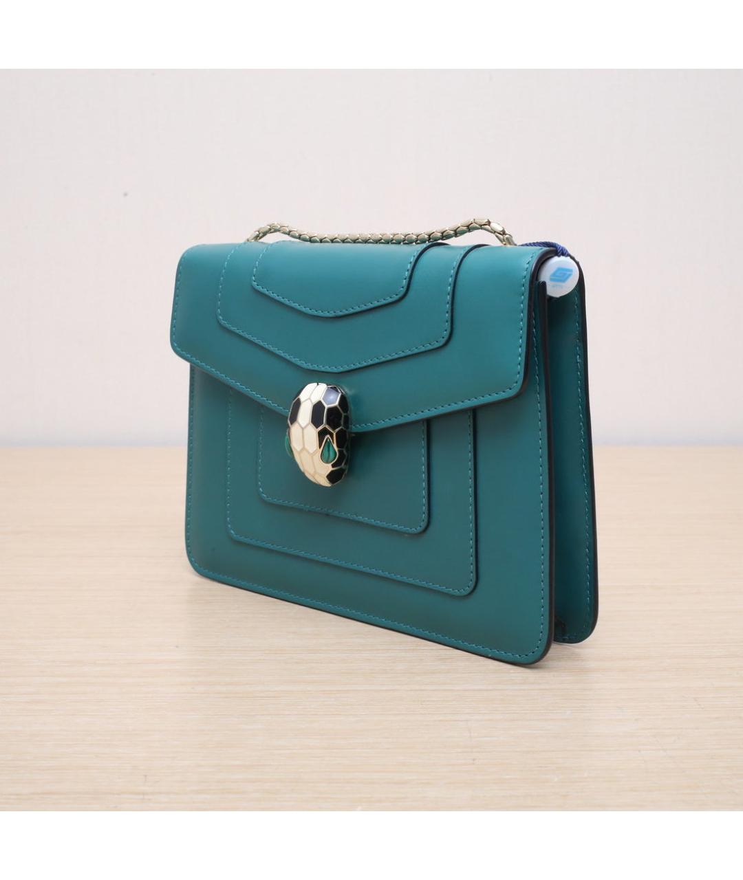 BVLGARI Бирюзовая кожаная сумка через плечо, фото 4