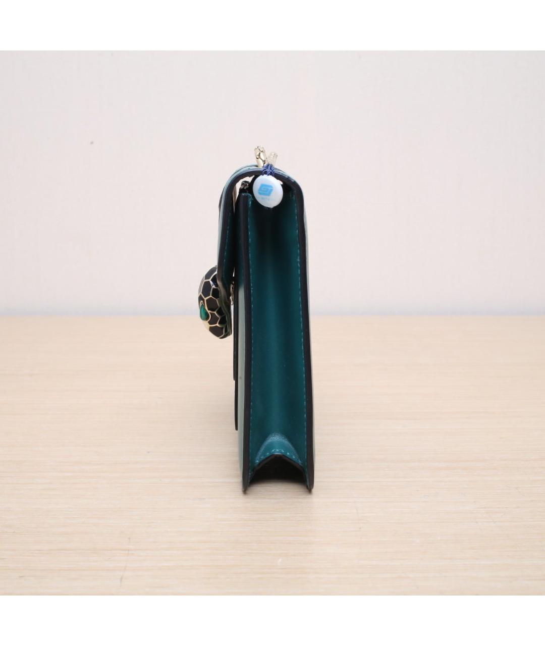 BVLGARI Бирюзовая кожаная сумка через плечо, фото 5