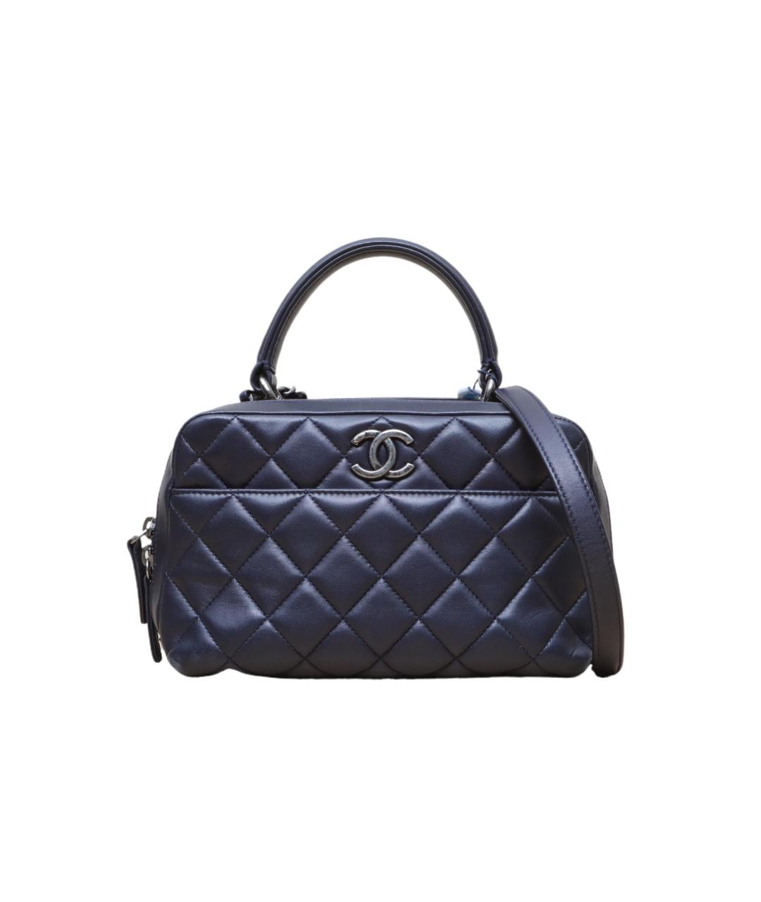 CHANEL Темно-синяя кожаная сумка через плечо, фото 1