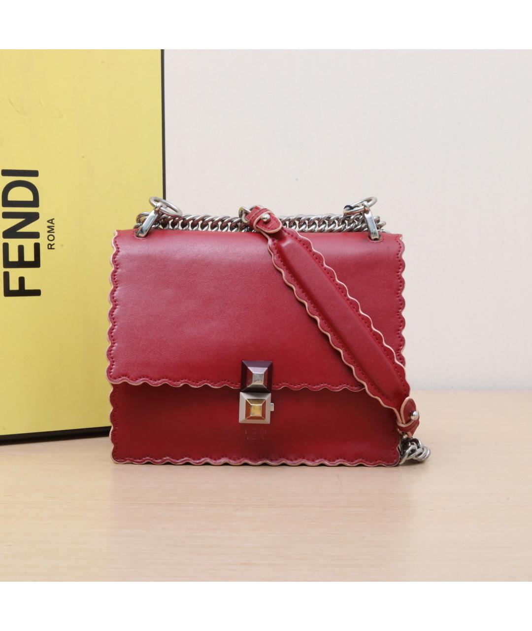 FENDI Красная кожаная сумка через плечо, фото 2