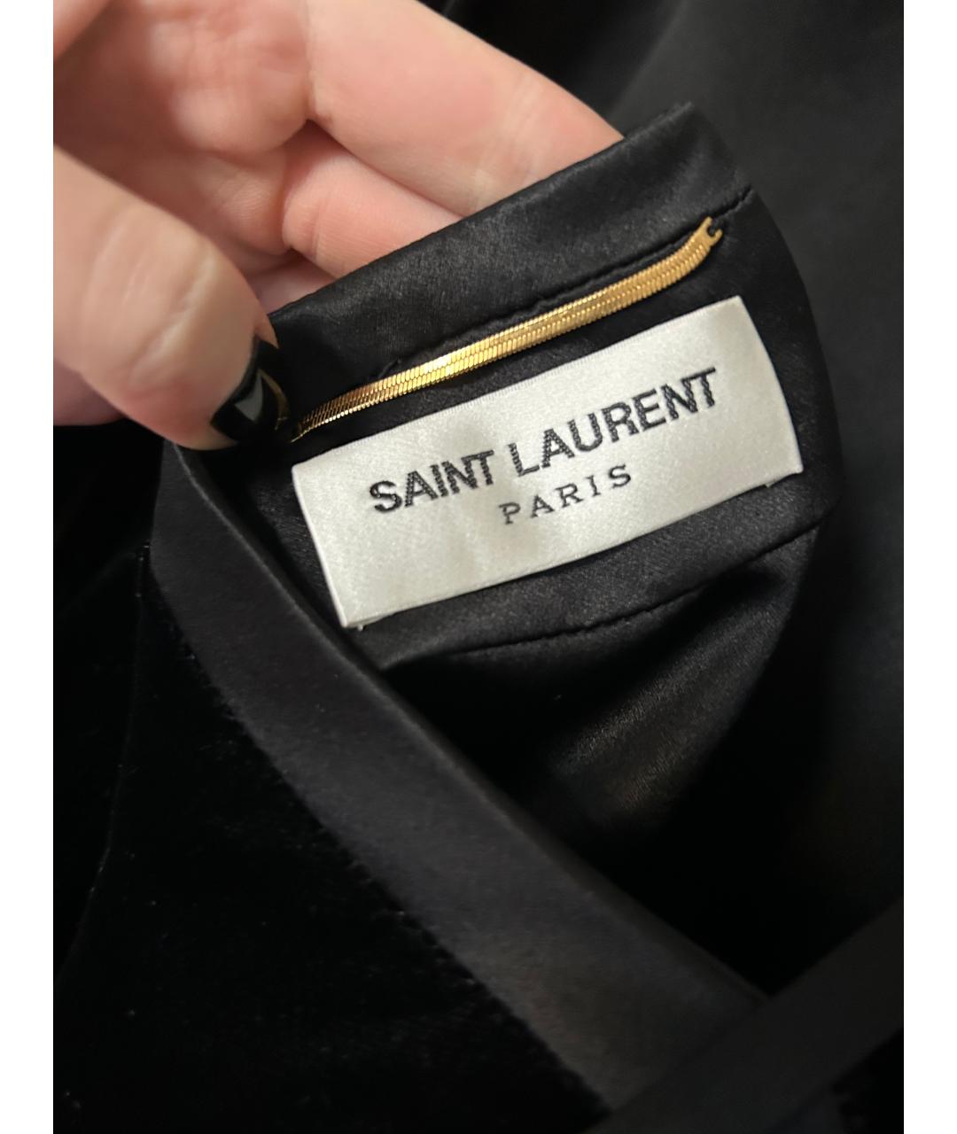 SAINT LAURENT Черное бархатное коктейльное платье, фото 3