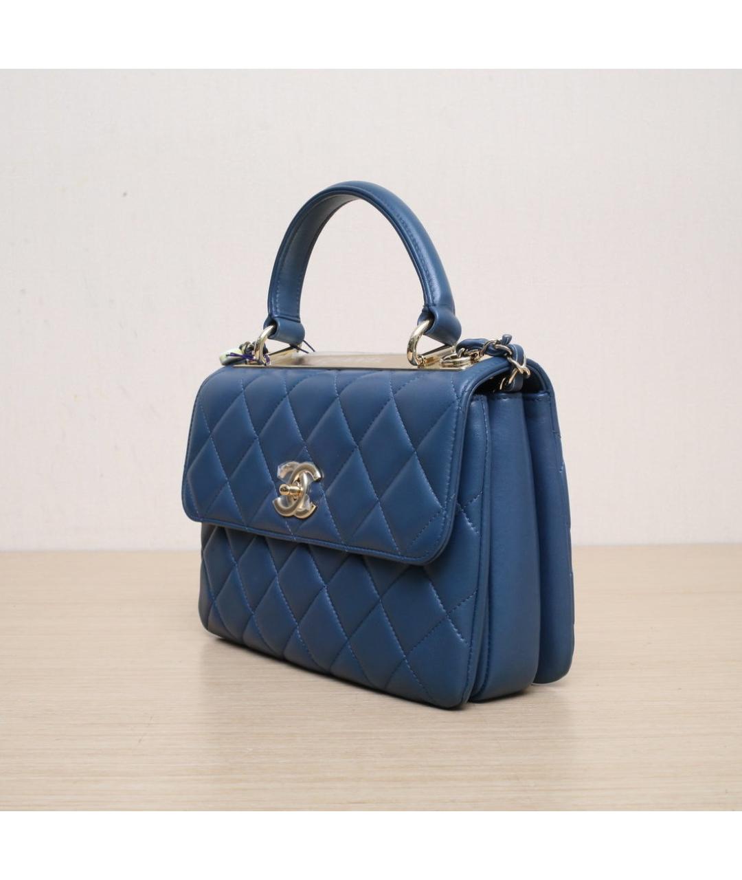 CHANEL Синяя кожаная сумка через плечо, фото 4