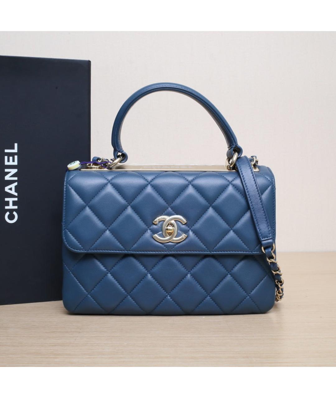 CHANEL Синяя кожаная сумка через плечо, фото 2