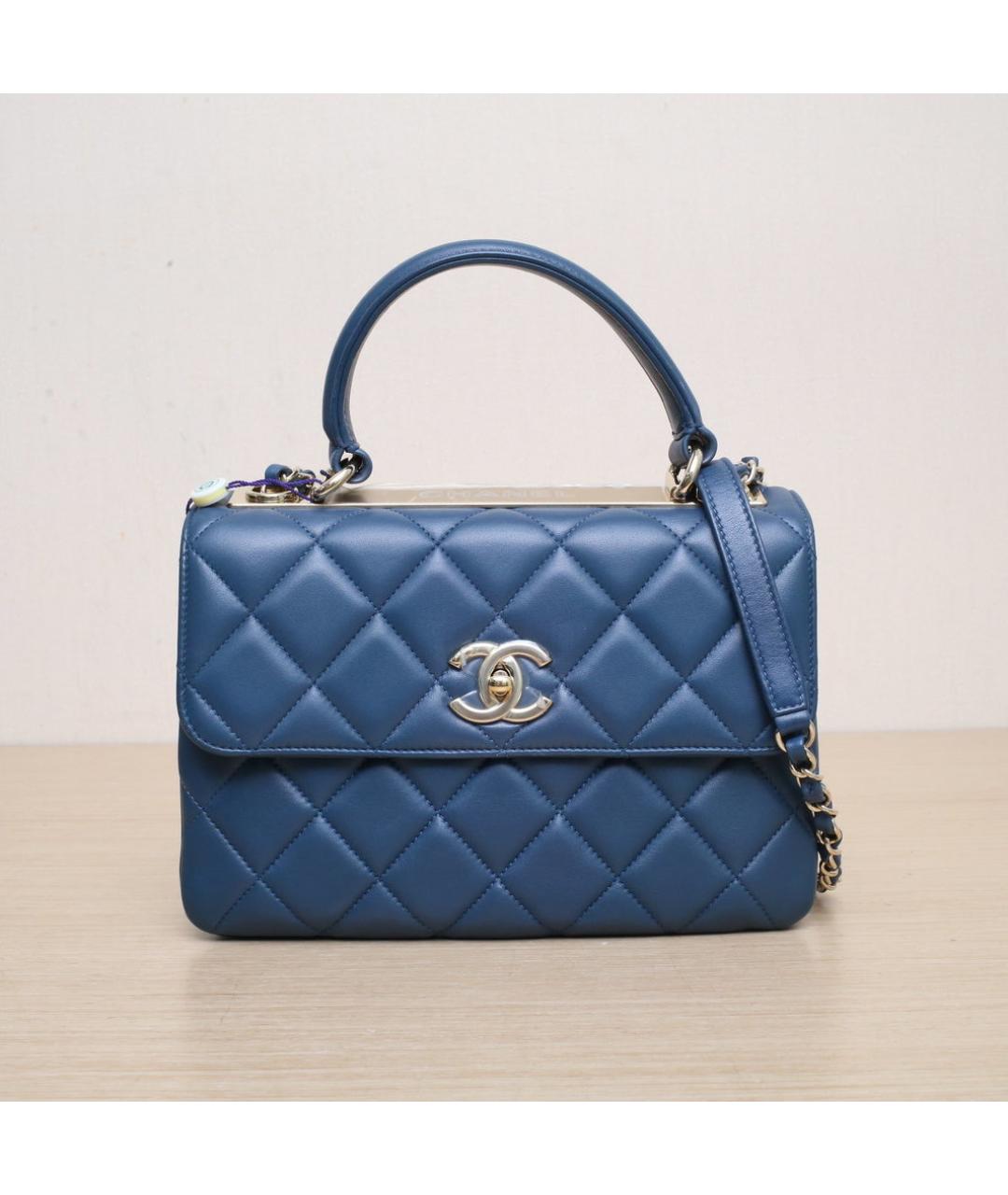 CHANEL Синяя кожаная сумка через плечо, фото 3