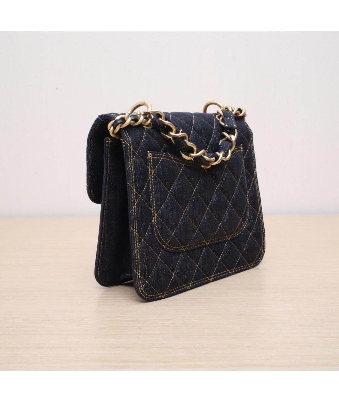 CHANEL Темно-синяя деним сумка через плечо, фото 6