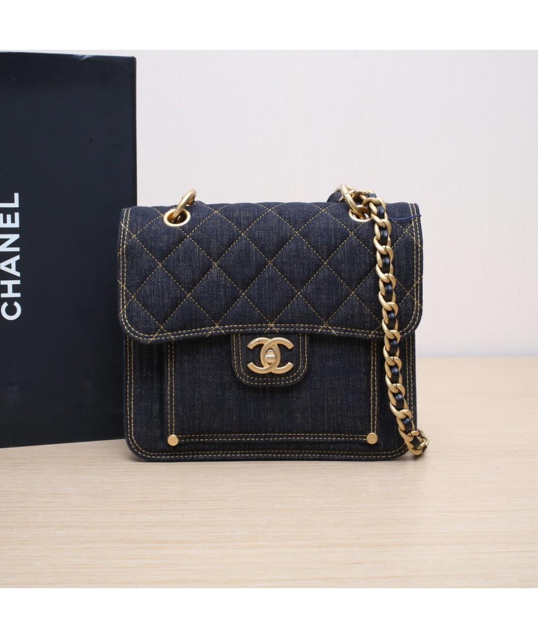 CHANEL Темно-синяя деним сумка через плечо, фото 2