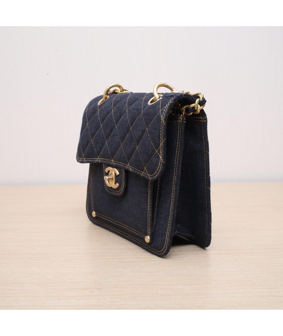 CHANEL Темно-синяя деним сумка через плечо, фото 4