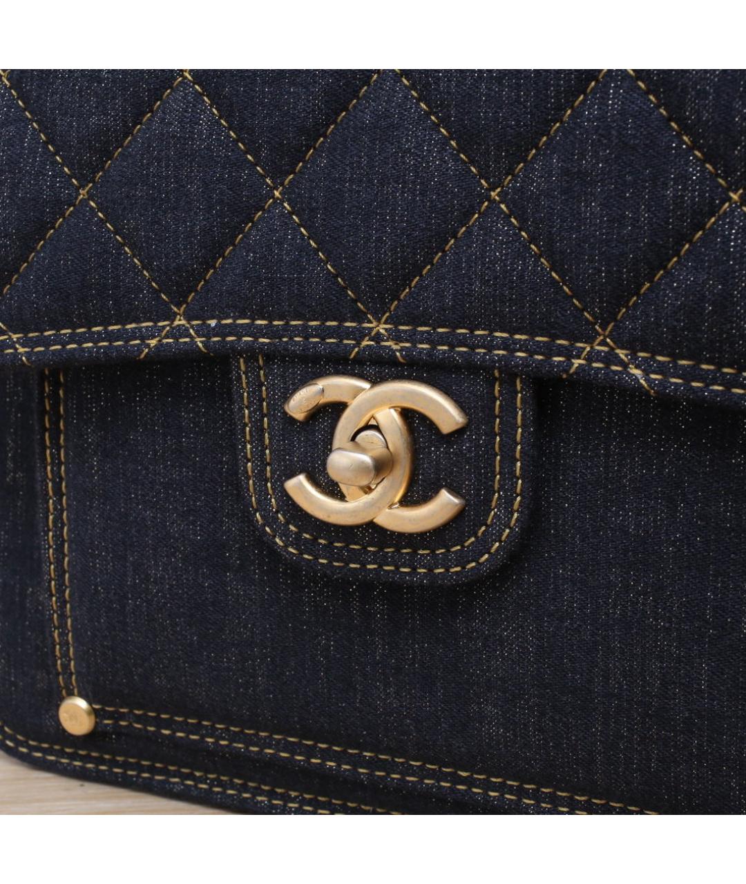 CHANEL Темно-синяя деним сумка через плечо, фото 8