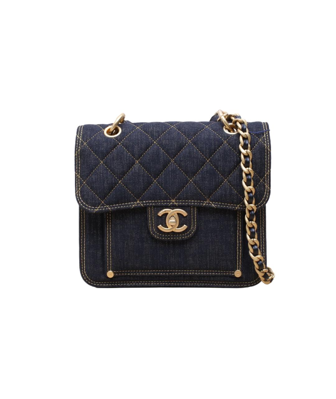 CHANEL Темно-синяя деним сумка через плечо, фото 1