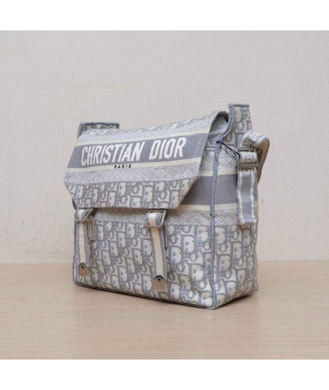 CHRISTIAN DIOR Голубая тканевая сумка через плечо, фото 4