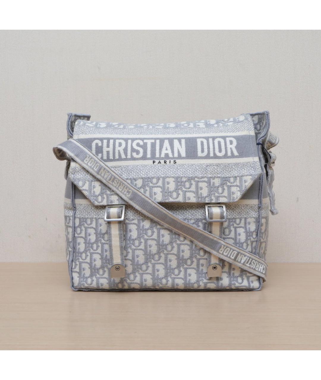 CHRISTIAN DIOR Голубая тканевая сумка через плечо, фото 3