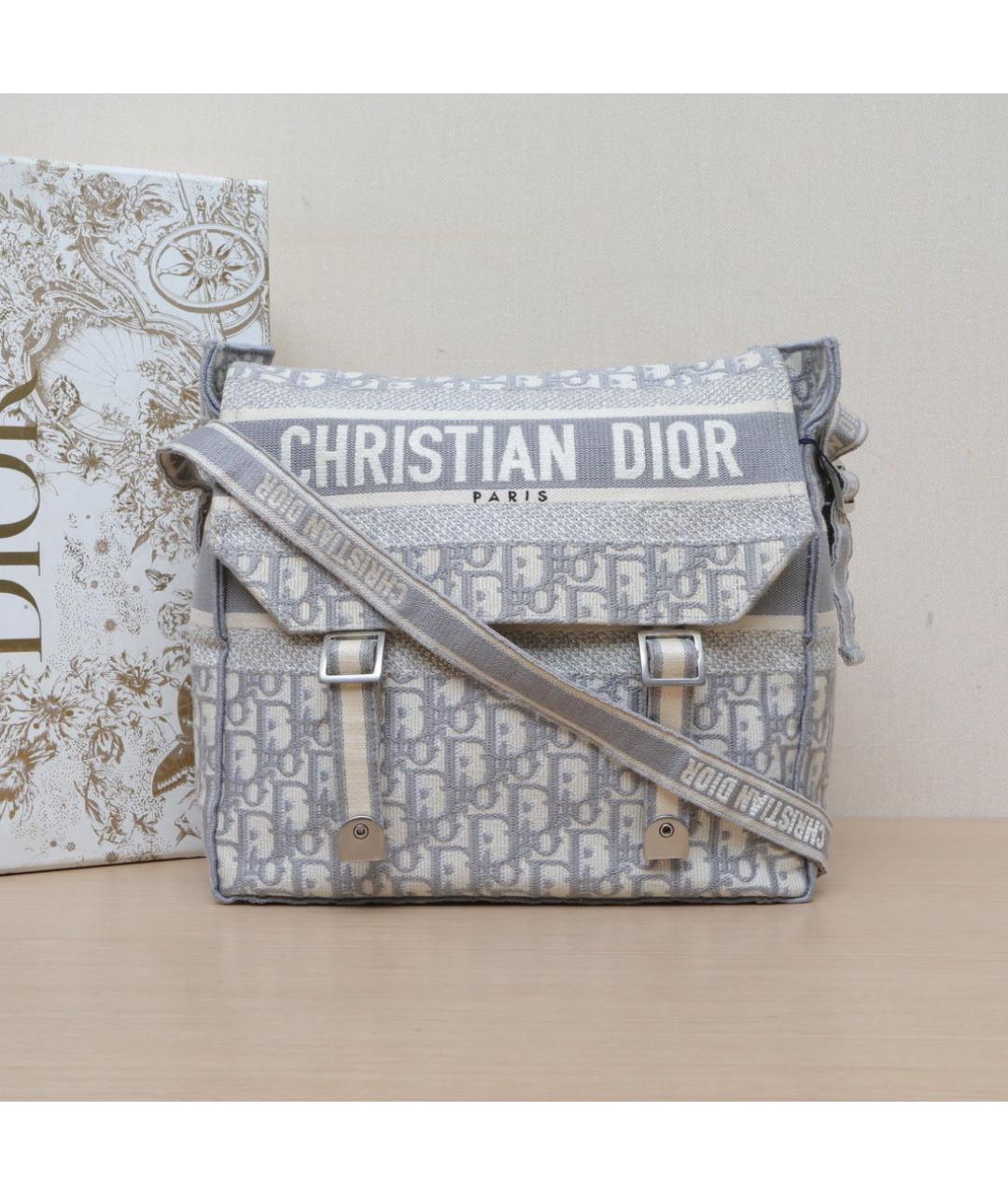 CHRISTIAN DIOR Голубая тканевая сумка через плечо, фото 2