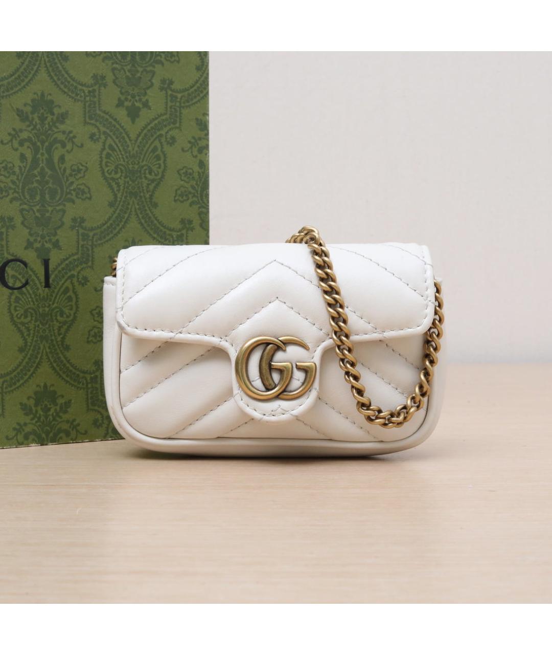 GUCCI Белая кожаная сумка через плечо, фото 2