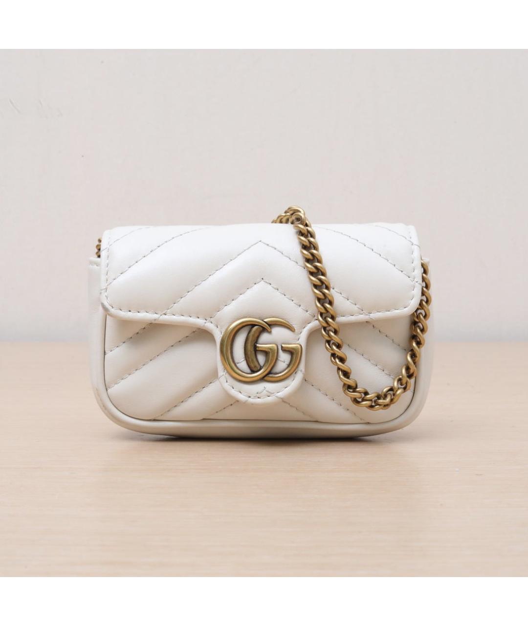 GUCCI Белая кожаная сумка через плечо, фото 3