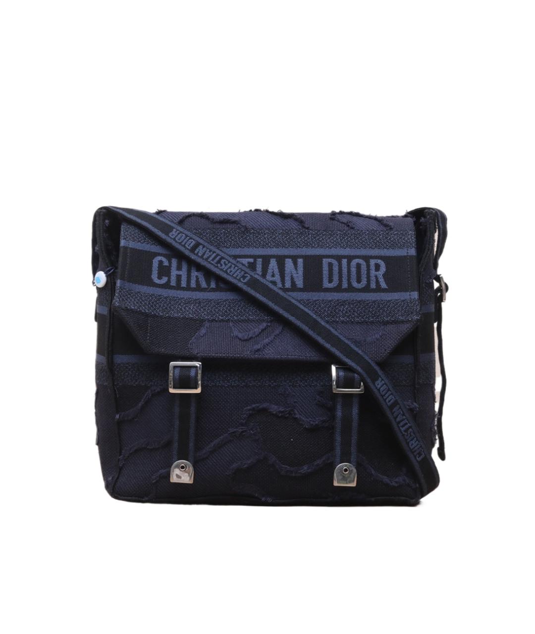 CHRISTIAN DIOR Темно-синяя тканевая сумка через плечо, фото 1