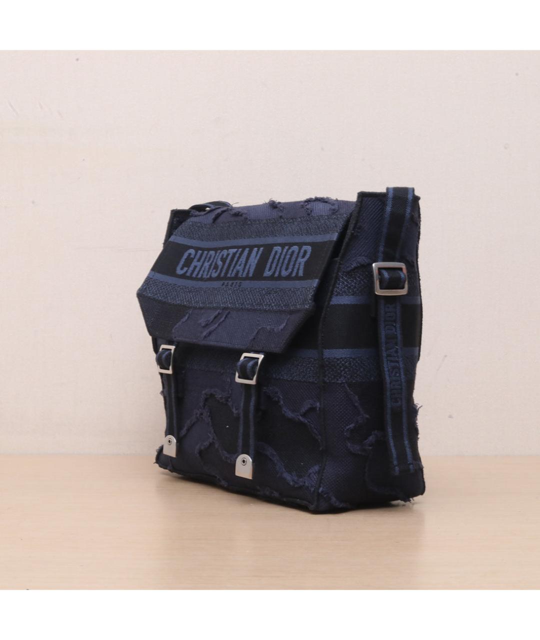 CHRISTIAN DIOR Темно-синяя тканевая сумка через плечо, фото 4