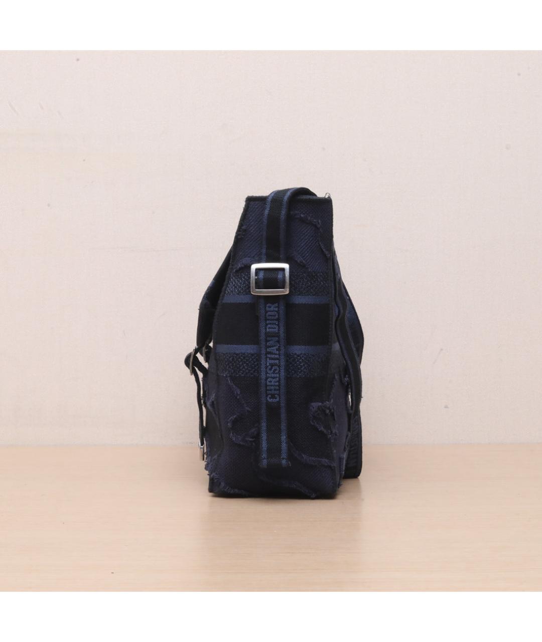 CHRISTIAN DIOR Темно-синяя тканевая сумка через плечо, фото 5