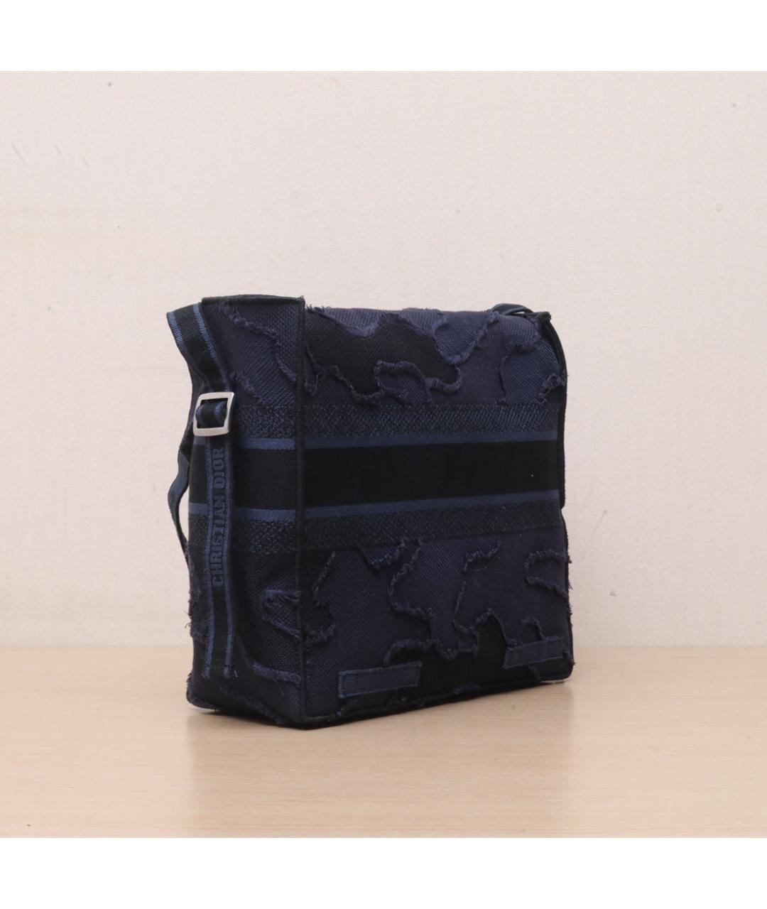 CHRISTIAN DIOR Темно-синяя тканевая сумка через плечо, фото 6