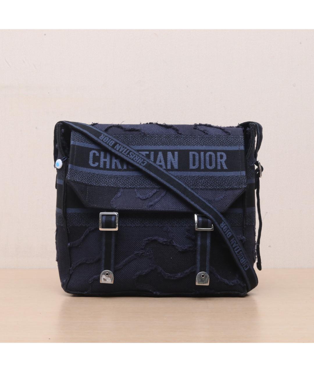 CHRISTIAN DIOR Темно-синяя тканевая сумка через плечо, фото 3
