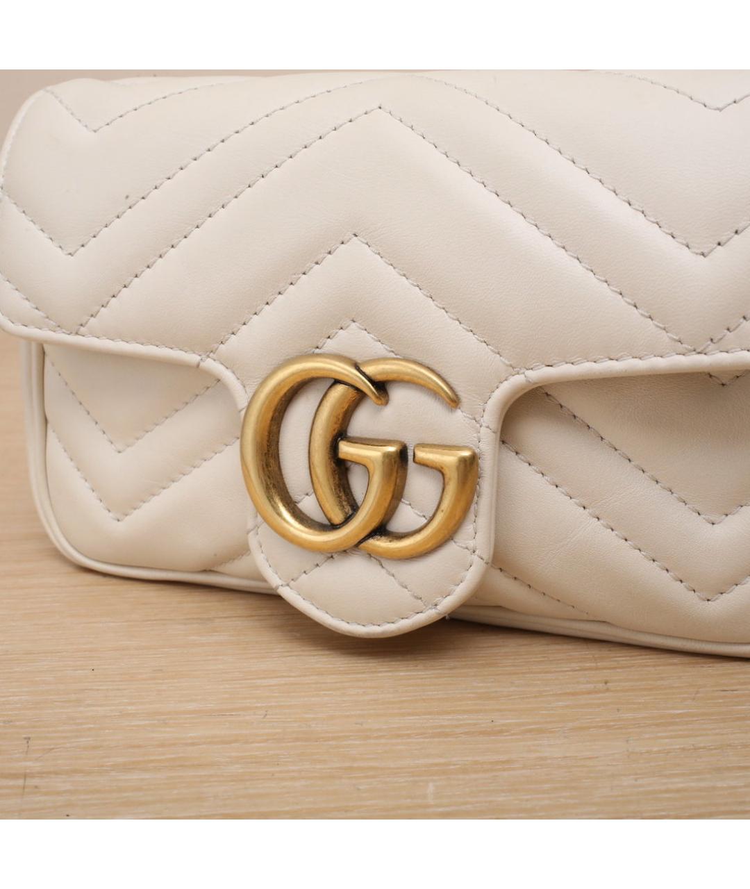 GUCCI Бежевая кожаная сумка через плечо, фото 8