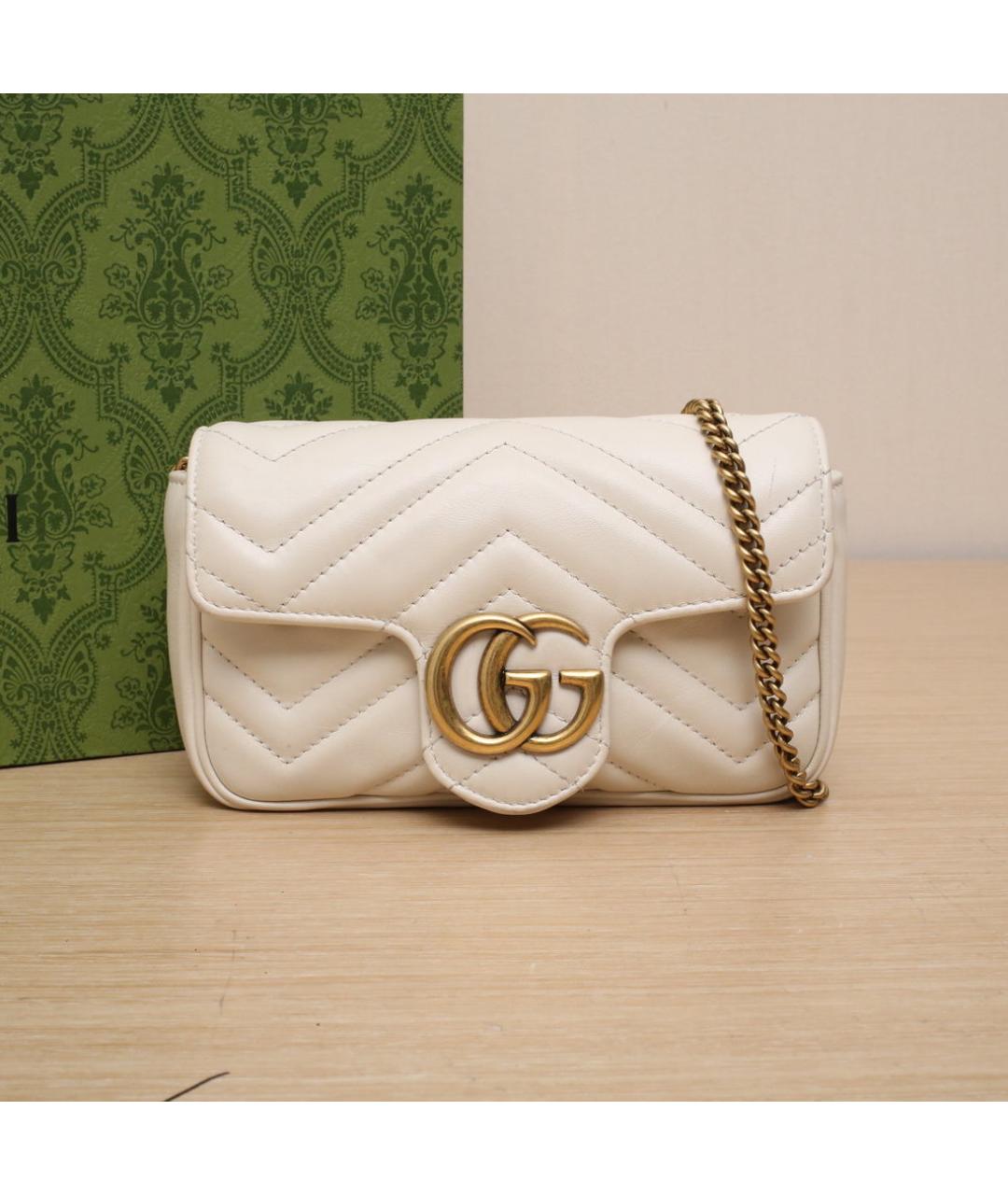 GUCCI Бежевая кожаная сумка через плечо, фото 2