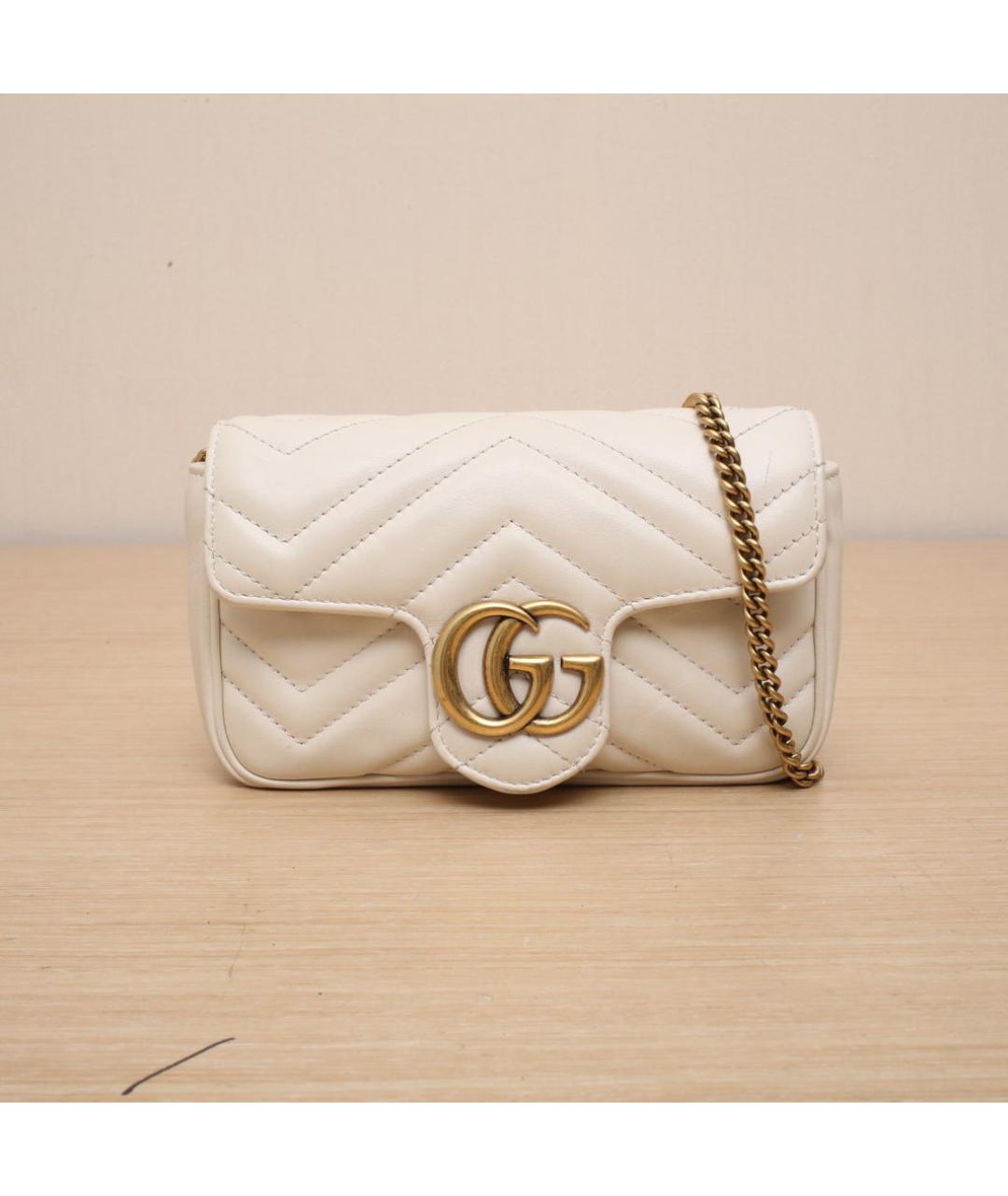 GUCCI Бежевая кожаная сумка через плечо, фото 3