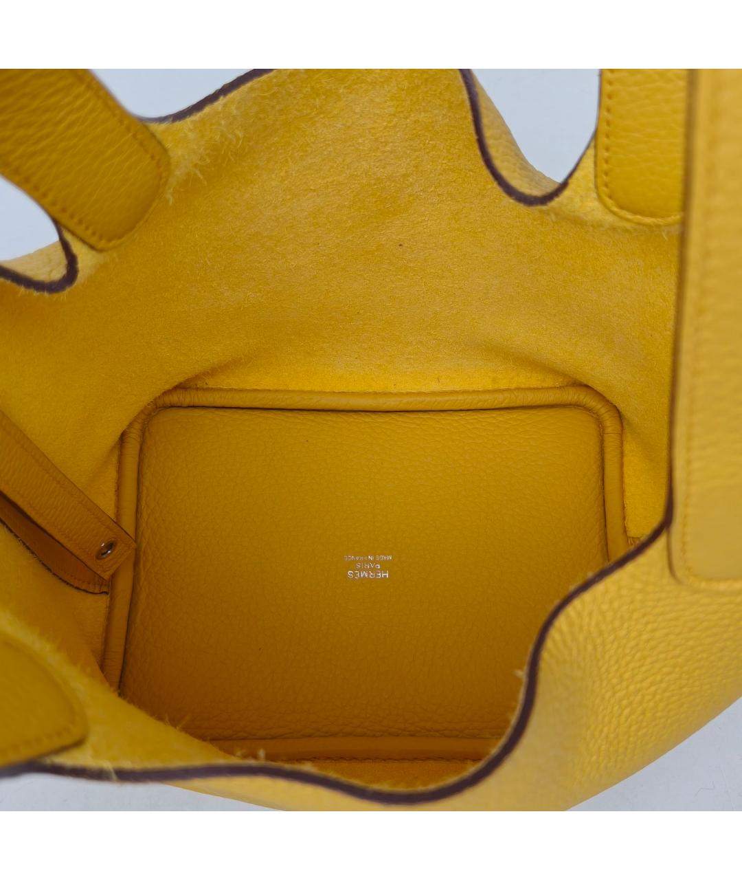 HERMES Желтая кожаная сумка через плечо, фото 7