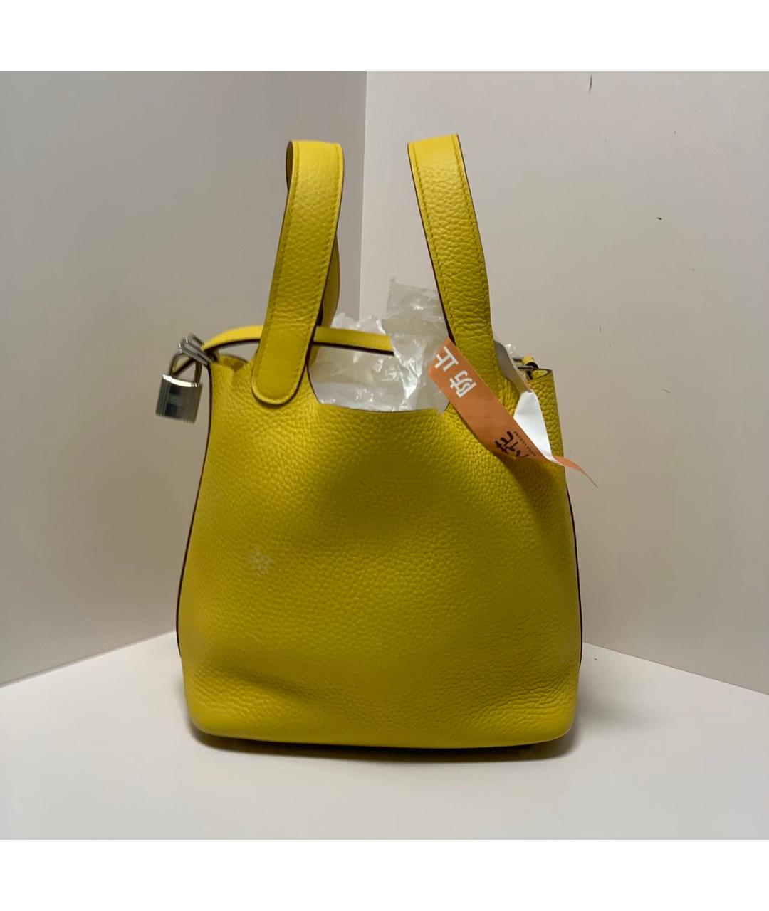 HERMES Желтая кожаная сумка через плечо, фото 9