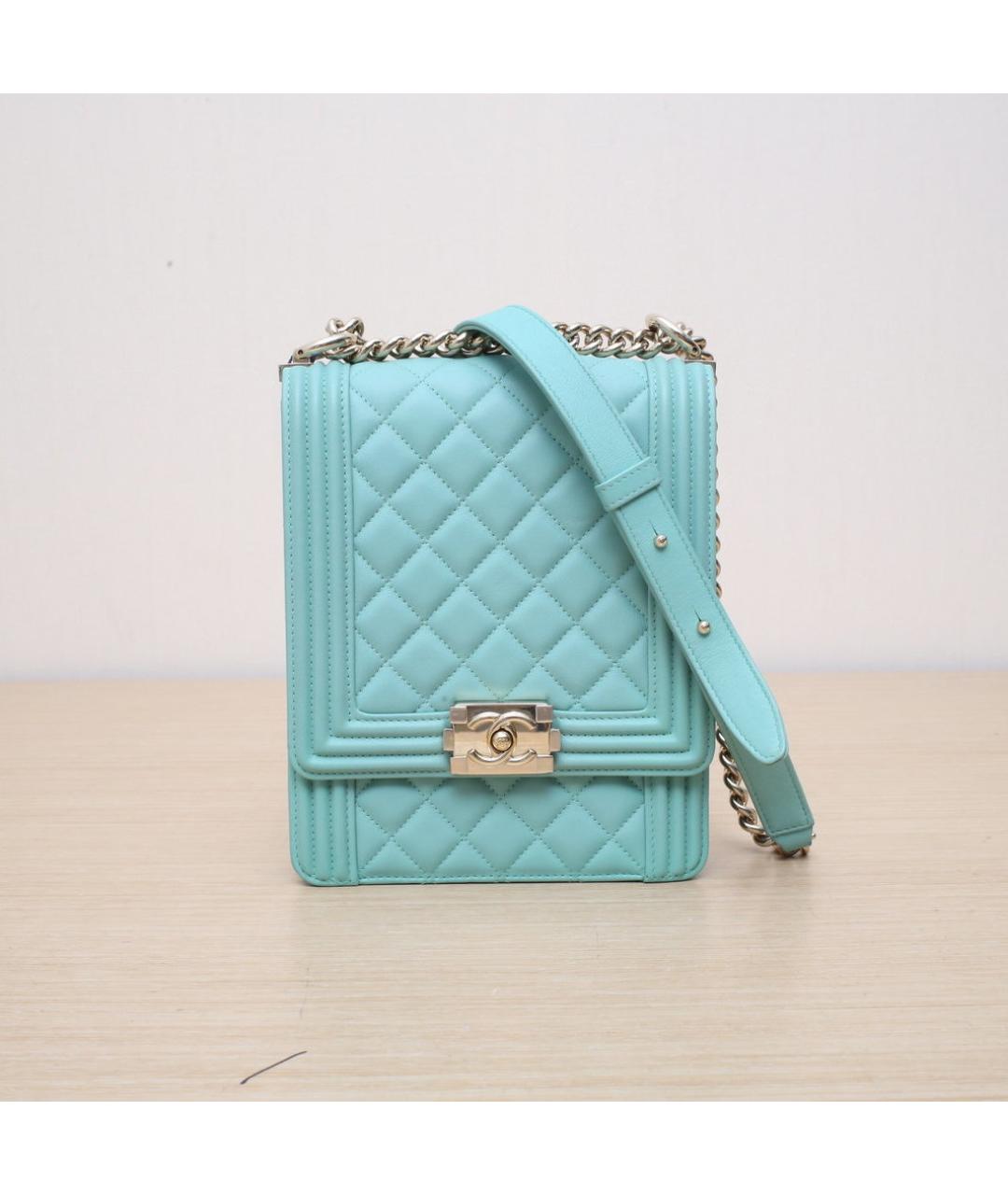 CHANEL Бирюзовая кожаная сумка через плечо, фото 3