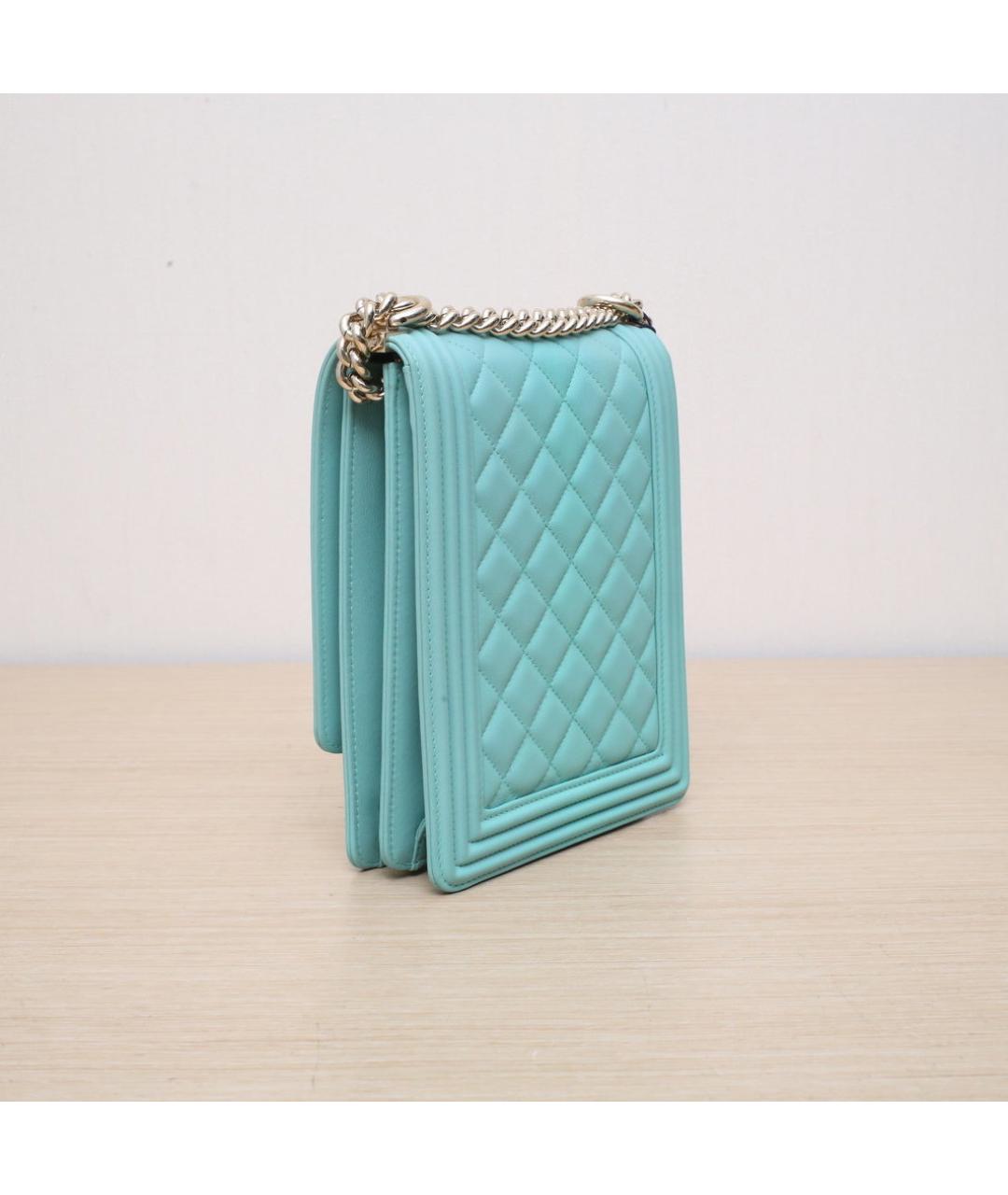 CHANEL Бирюзовая кожаная сумка через плечо, фото 6