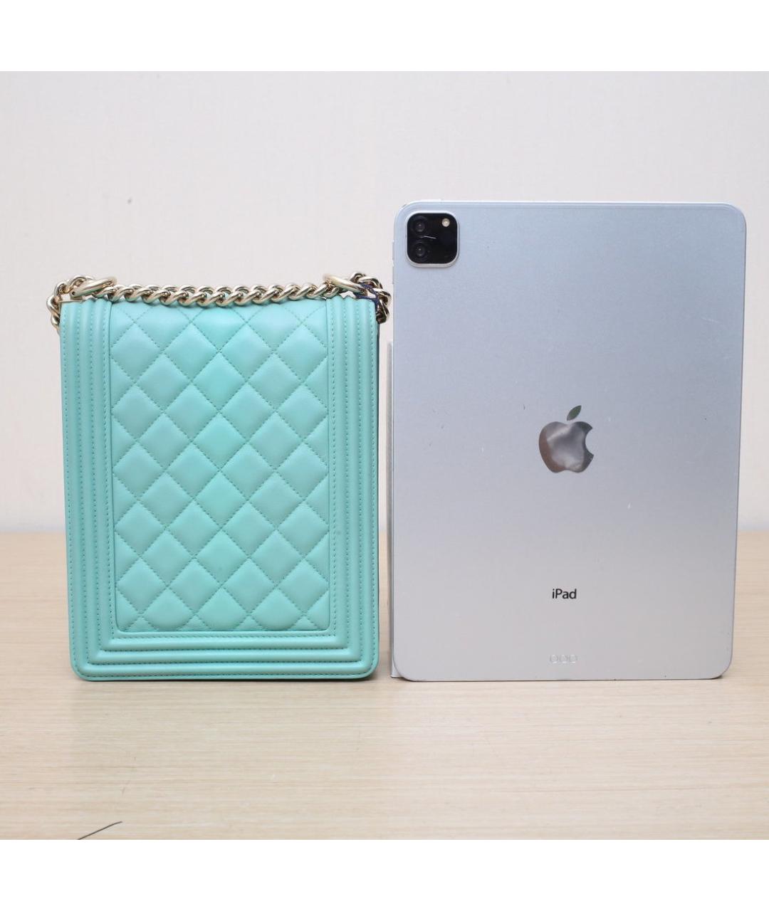 CHANEL Бирюзовая кожаная сумка через плечо, фото 7